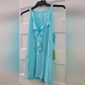 Lilly Pulitzer shay ruffle tank in shorely blue